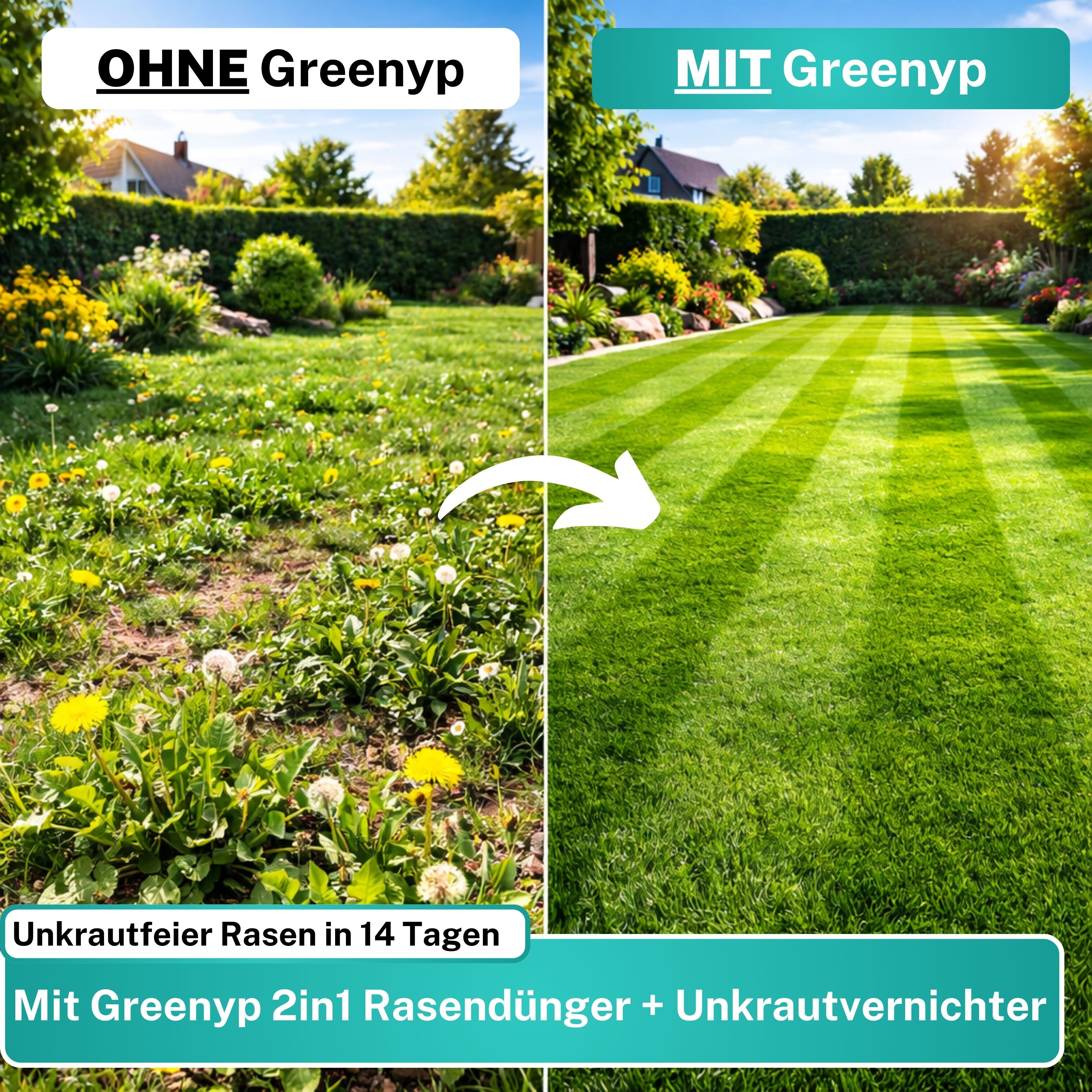 Unkrautvernichter mit Rasendünger