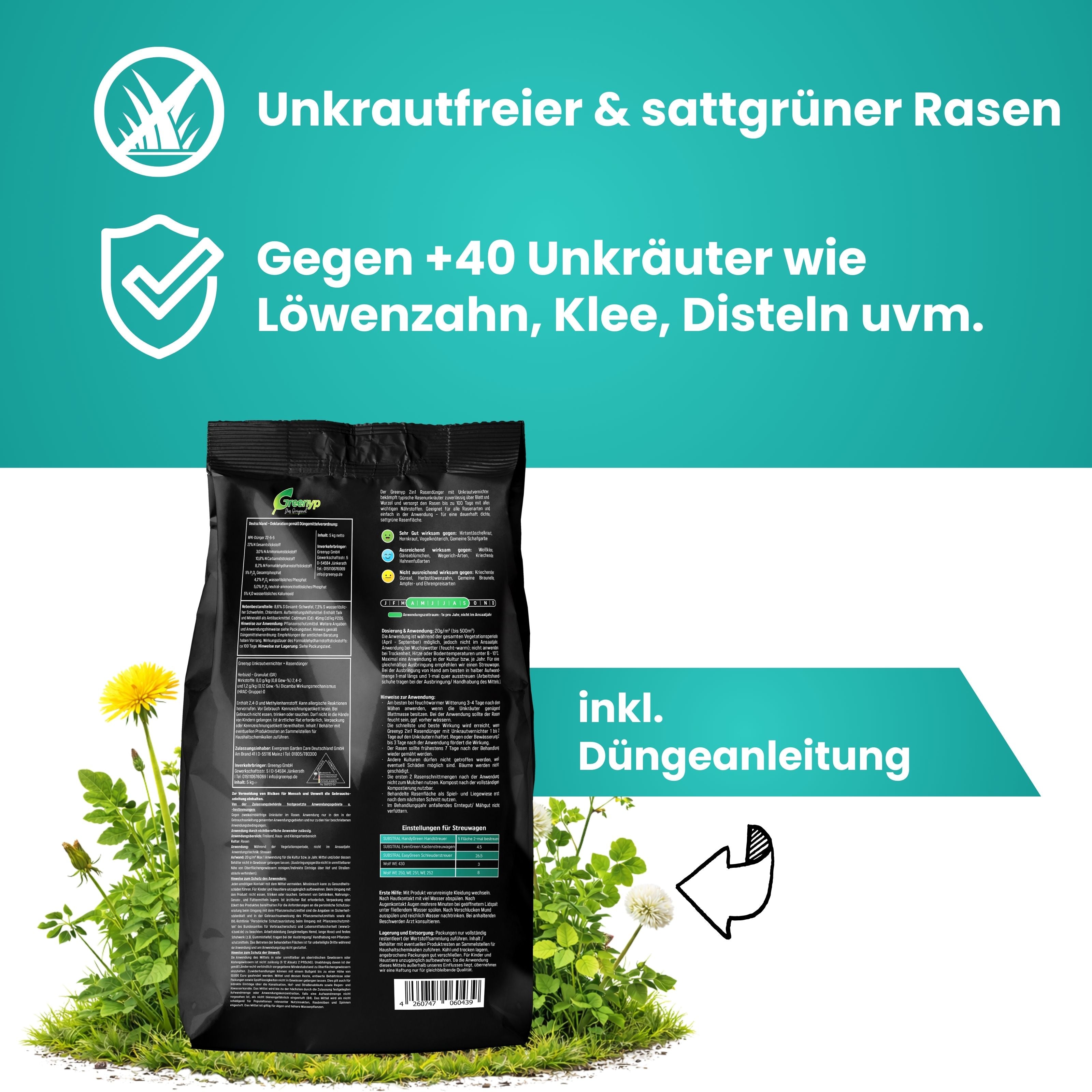 Unkrautvernichter mit Rasendünger