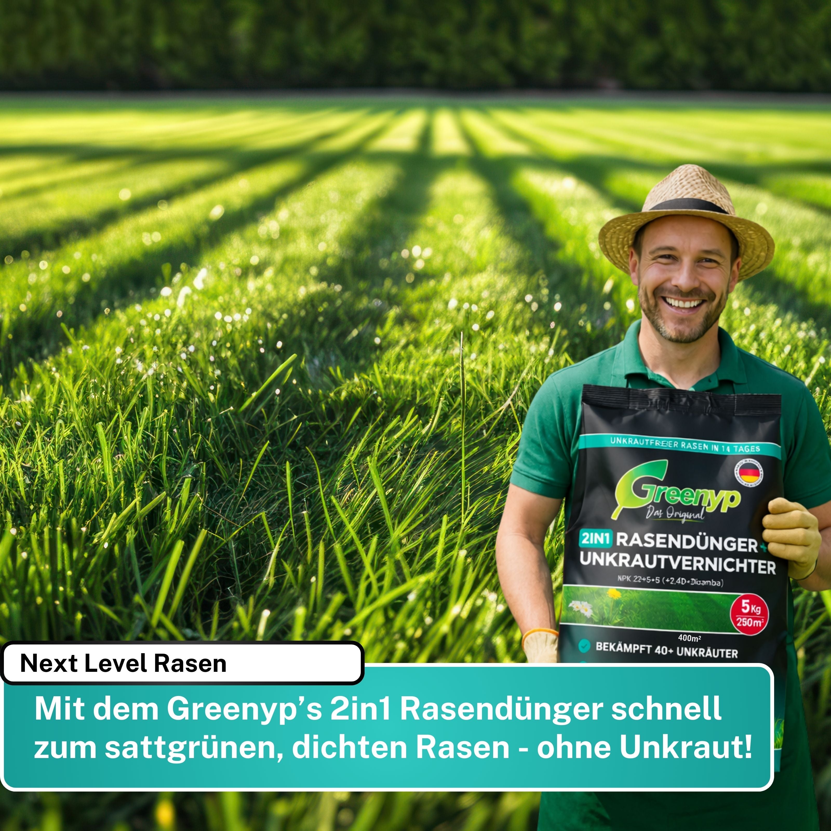Unkrautvernichter mit Rasendünger