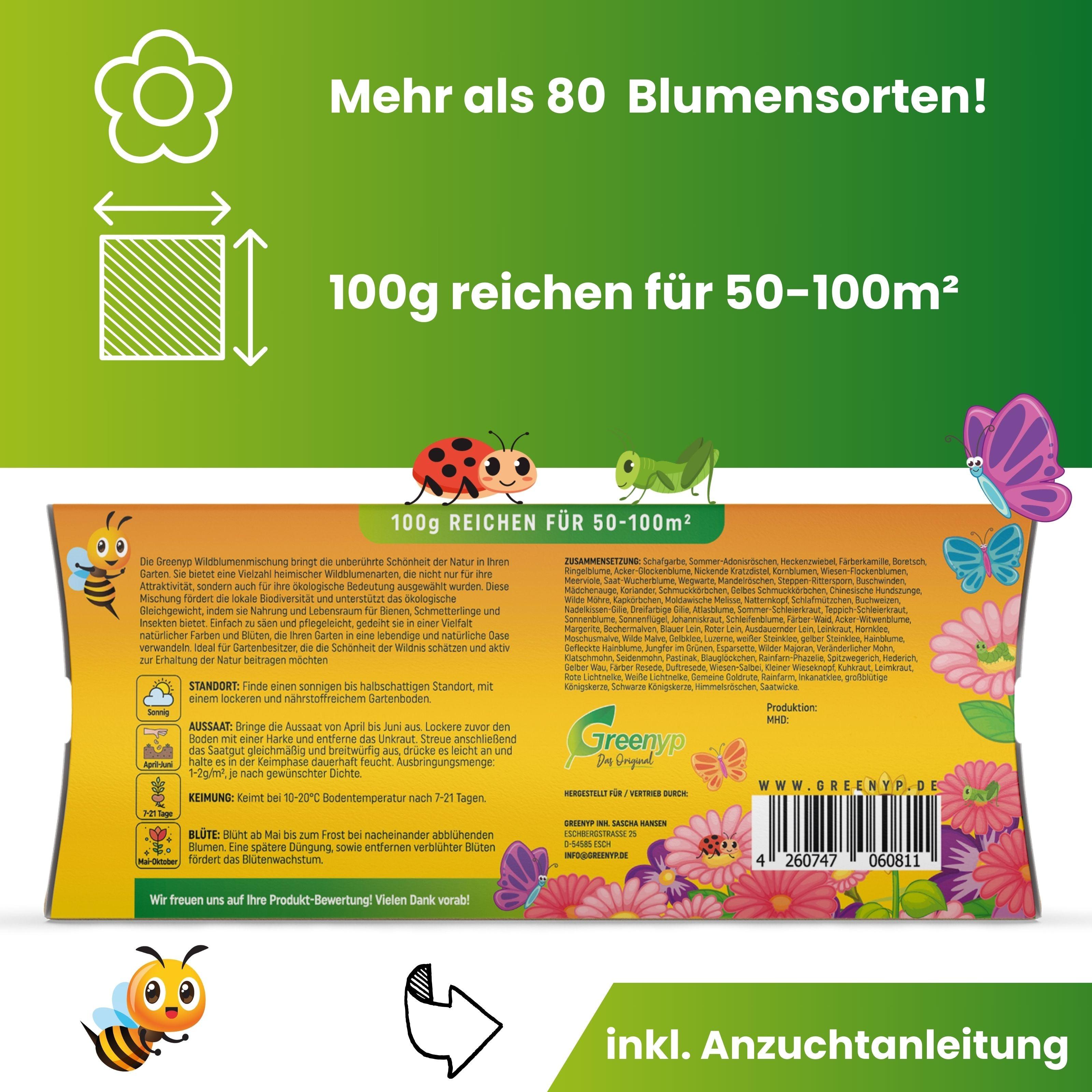 Wildblumenmischung- Heimische Wildblumenarten für Bienen, Schmetterlinge & Insekten